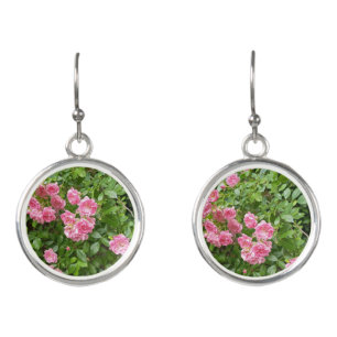 Pink Hydrangea Flower Drop Earrings