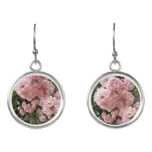 Pink Hydrangea Flower Drop Earrings