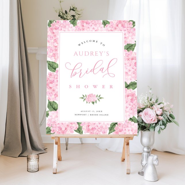 PINK Hydrangea Flower Frame Bridal Shower Welcome Foam Board (Creator Uploaded)