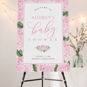 PINK Hydrangea Flower Frame XL Baby Shower Welcome Foam Board