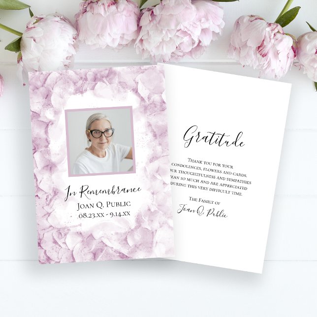 Pink Hydrangea Flower Watercolor Funeral Sympathy Thank You Card (Creator Uploaded)