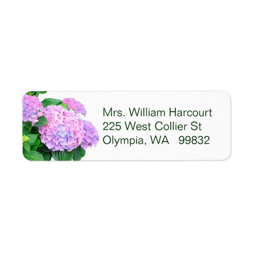 Pink Hydrangea Flowers address label