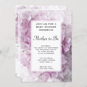 Pink Hydrangea Flowers Baby Shower Invitation