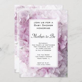 Pink Hydrangea Flowers Baby Shower Invitation