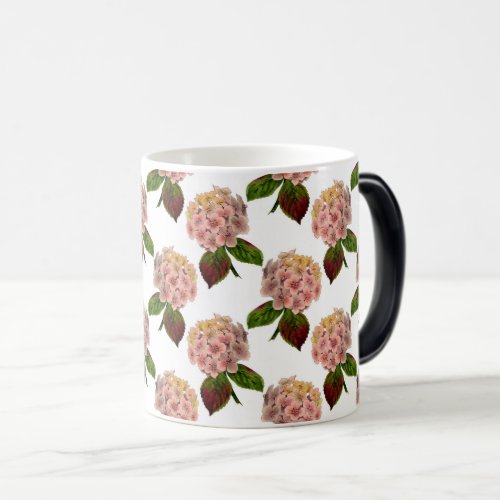 Pink Hydrangea Flowers Floral Seamless  Magic Mug