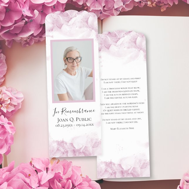 Pink Hydrangea Flowers Funeral Prayer Card Bookmarks (Creator Uploaded)
