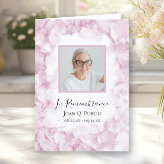 Pink Hydrangea Flowers Funeral Service Folded Program