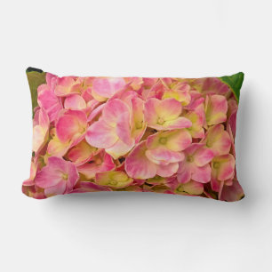 Pink Hydrangea Flowers Lumbar Pillow