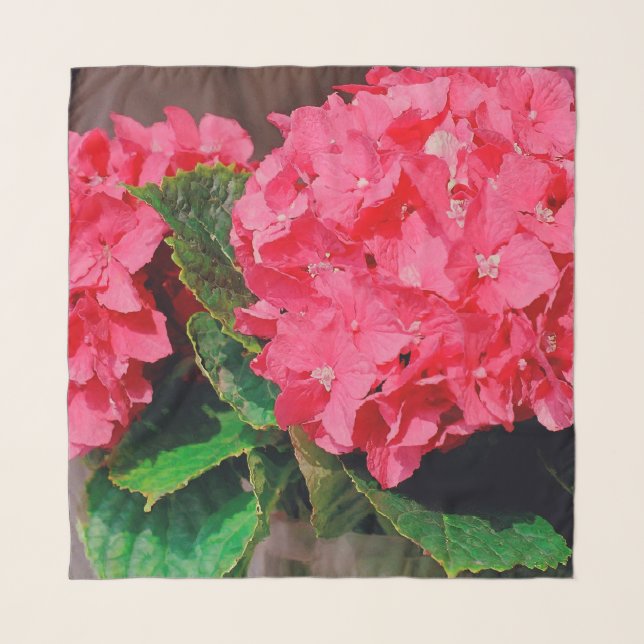 Pink Hydrangea Flowers Scarf (Front)