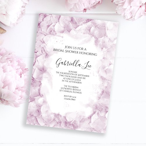 Pink Hydrangea Flowers Watercolor Bridal Shower  Invitation