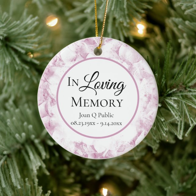 Pink Hydrangea Flowers Watercolor Memorial Ceramic Ornament (Tree)