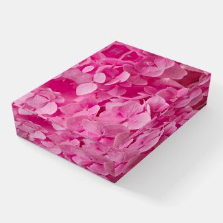 Pink Hydrangea Glass Paperweight Display