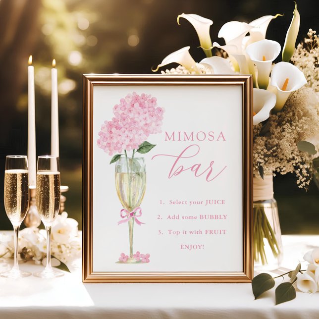 Pink Hydrangea, Gold Mimosa Bar Shower Poster (Creator Uploaded)