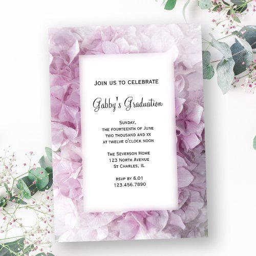 Pink Hydrangea Graduation Party Invitation