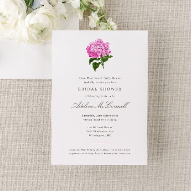 Pink Hydrangea Grandmillennial Bridal Shower Invitation (Creator Uploaded)