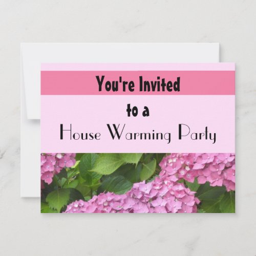 Pink Hydrangea House Warming Party Invitation