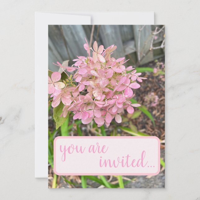 Pink Hydrangea Invitation (Front)
