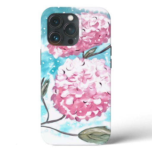 Pink Hydrangea iPhone 13 case