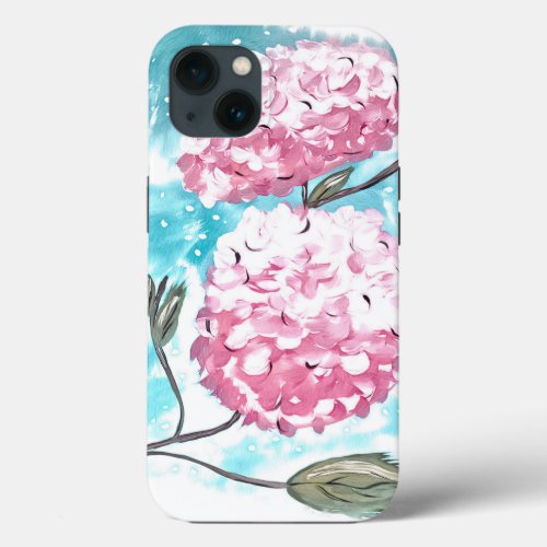 Pink Hydrangea iPhone 13 case