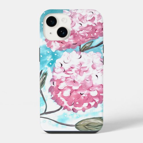 Pink Hydrangea iPhone 14 case
