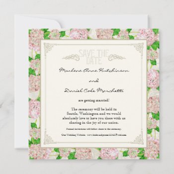 Pink Hydrangea Lace Floral Formal Elegant Weddings Invitation by VintageWeddings at Zazzle