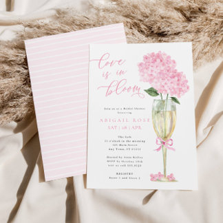 Pink Hydrangea Love is in Bloom Bridal Shower Invitation