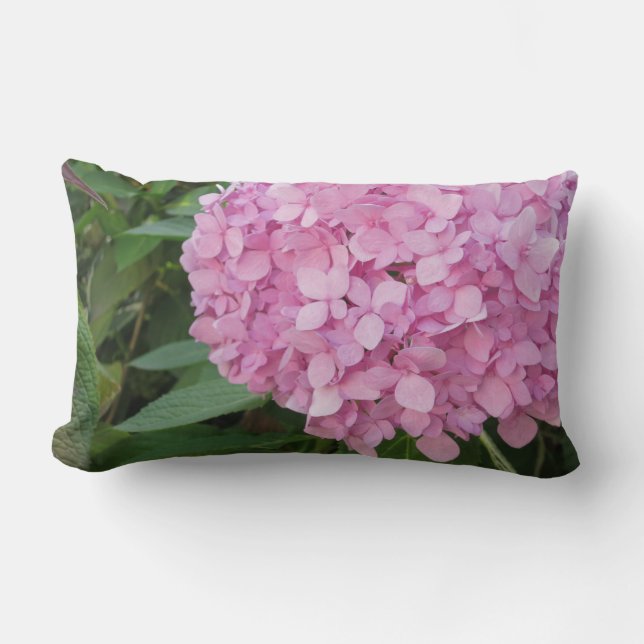 Pink Hydrangea Lumbar Pillow (Front)