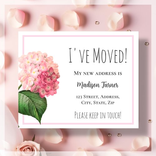 Pink Hydrangea New Home Announcement  Flyer
