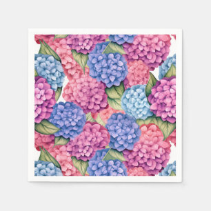 Pink Hydrangea Paper Napkin, Garden Wedding Shower Napkins