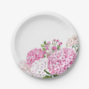 Pink Hydrangea Paper Plates