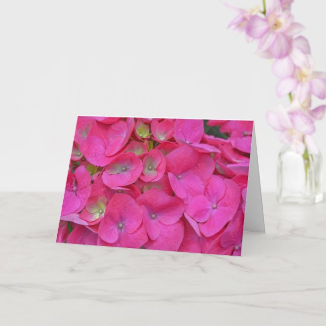 Pink Hydrangea Petals Close Up Art Note Card (Orchid)
