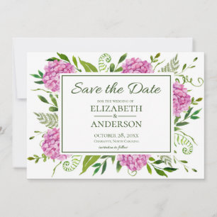 Pink Hydrangea Photo Save The Date