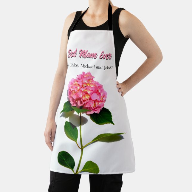 Pink hydrangea pink floral  best mom ever apron (Insitu)