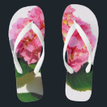 Pink Hydrangea pink floral pink flower Flip Flops<br><div class="desc">"A captivating photograph of a romantic pink hydrangea from my gardens,  capturing their lush,  delicate petals and the rich,  regal hues that evoke a sense of mystery and passion."</div>