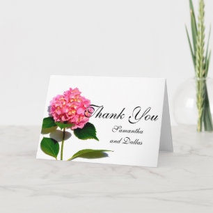 Pink Hydrangea pink floral pink flower Letterpress Thank You Card