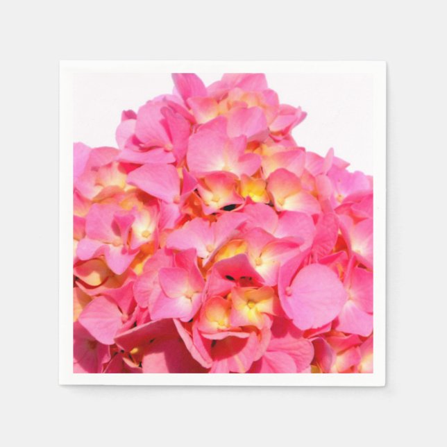 Pink Hydrangea pink floral pink flower Napkins (Front)