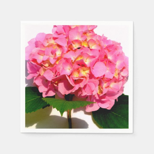 Pink hydrangea pink floral pink flower napkins (Front)