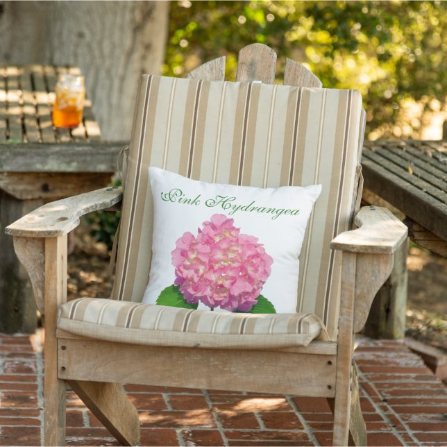 Pink hydrangea pink floral pink flower outdoor pillow (Chair)