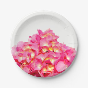 Pink hydrangea pink floral pink flower paper plates