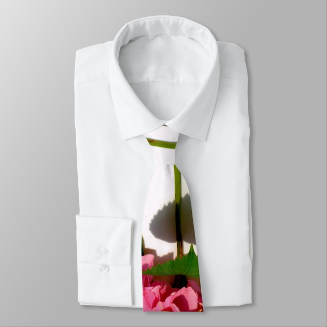 Pink hydrangea pink floral pink flower tie (Tied)