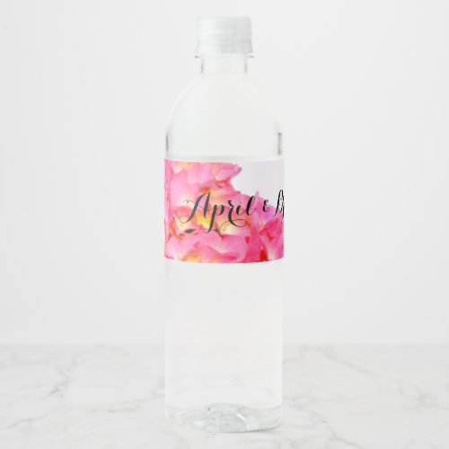 Pink hydrangea pink floral pink flower water bottle label