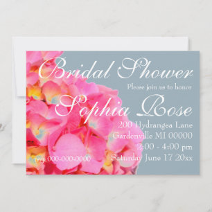 Pink hydrangea pink flower pink floral invitation