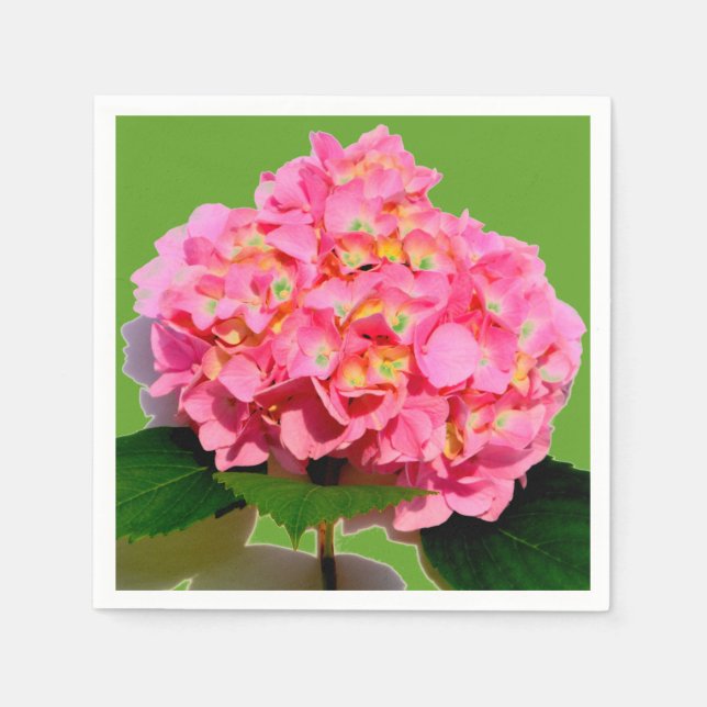 Pink Hydrangea pink flower pink floral Napkins (Front)