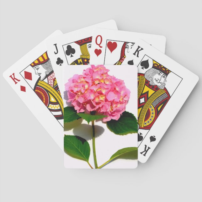 Pink hydrangea pink flower pink floral poker cards (Back)