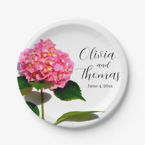 Pink Hydrangea pink flowers pink roses Paper Plates