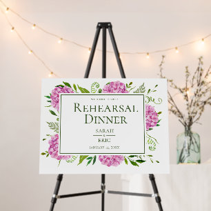 Pink Hydrangea Rehearsal Dinner Foam Board
