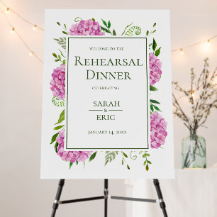 Pink Hydrangea Rehearsal Dinner Foam Board