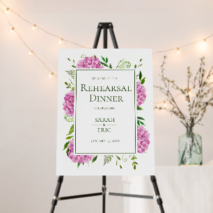 Pink Hydrangea Rehearsal Dinner Foam Board