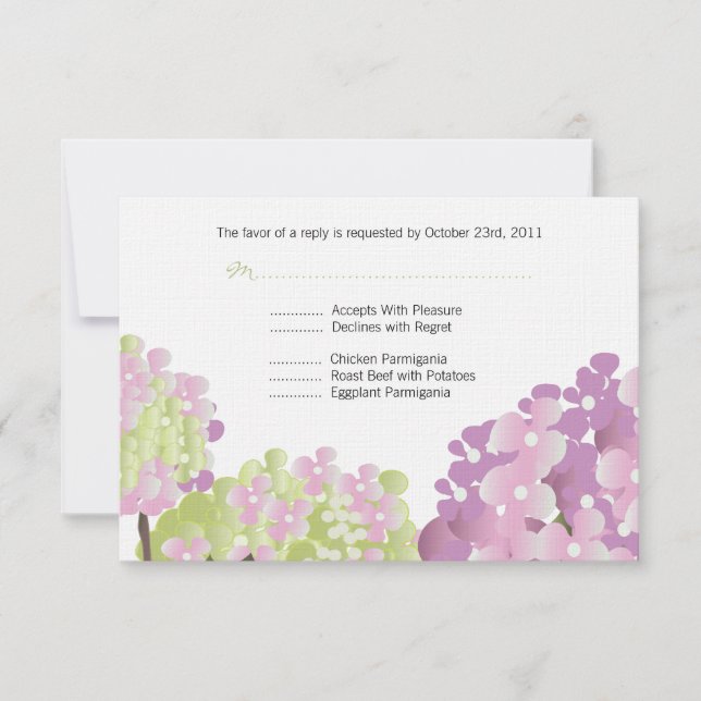 Pink Hydrangea Reponse Card (Front)