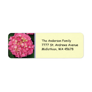 Pink Hydrangea Return Address Label